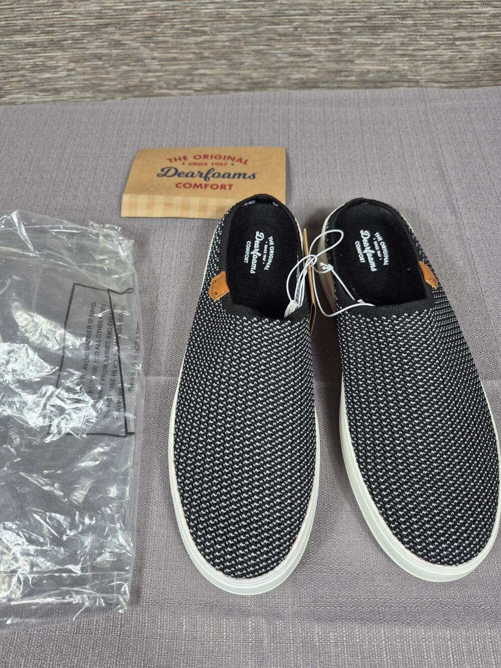 Dearfoams Annie Clogs Shoes Womens Size 10 Black White NEW